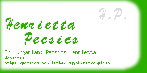 henrietta pecsics business card